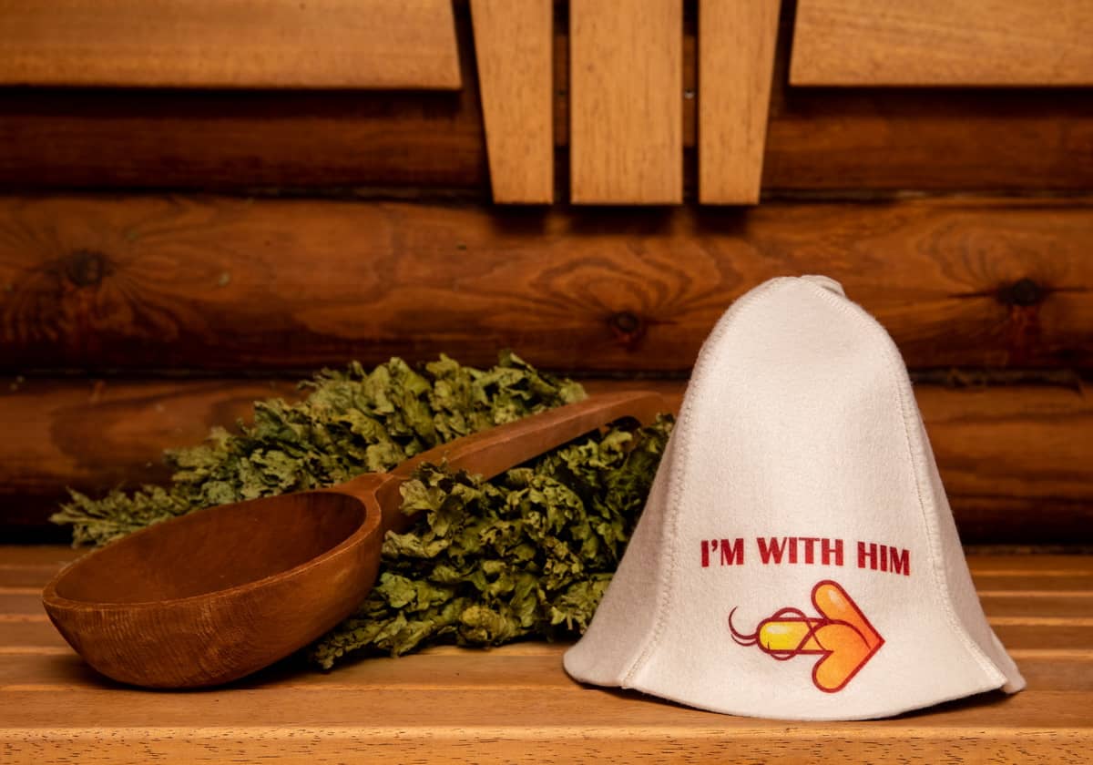 Sauna hat "I'm with him"